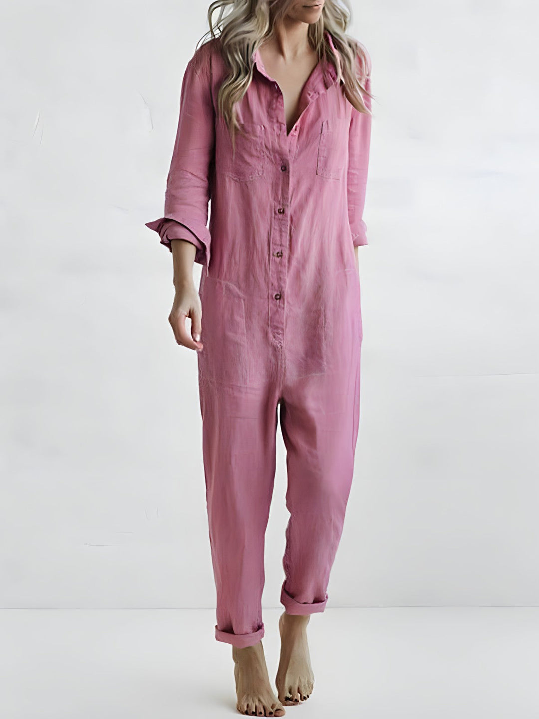 Casual Women's One-Piece with Button Placket – Amira