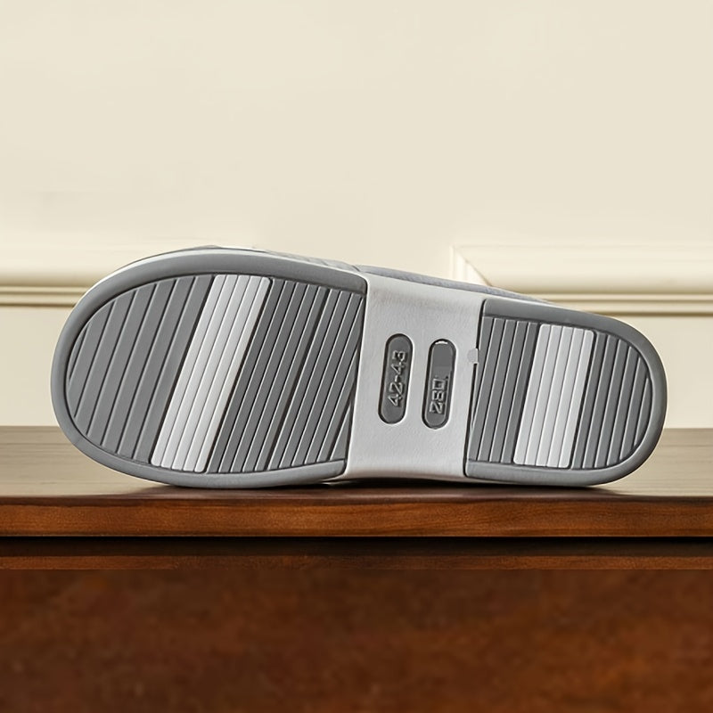 Warm Herringbone Men's Slippers – Comfort and Grip for Fall and Winter at Home