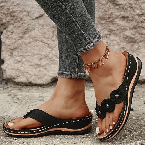 Orthopedic Women's Sandals with Flower Detail – Melina