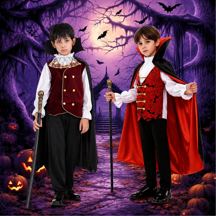 Boys' Vampire Costume Set with Cape and Fake Vampire Teeth