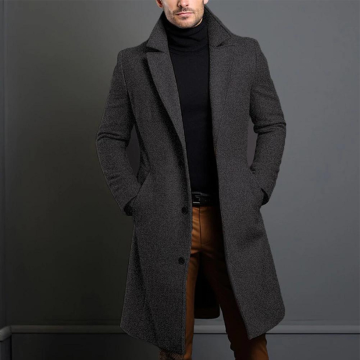 Men's wool overcoat – tailored long winter coat for work and city wear