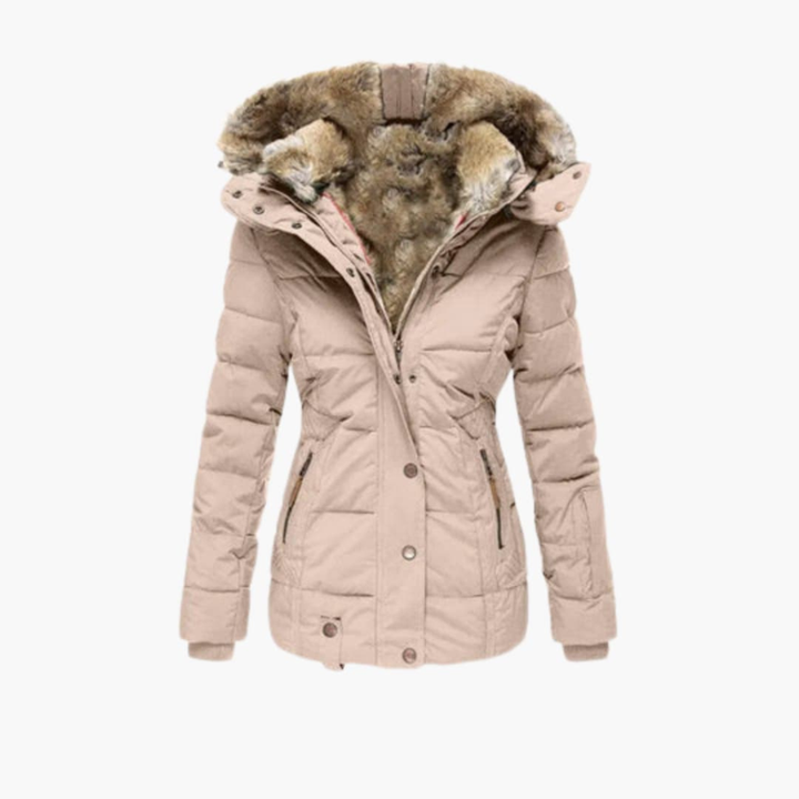 Women’s Coat with Embossed Surface and Closures
