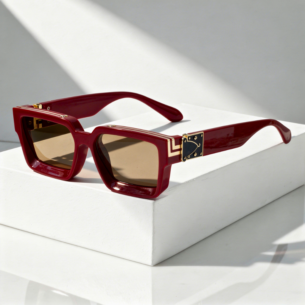 Square Sunglasses with Gold-Coloured Hinge and UV400 Protection