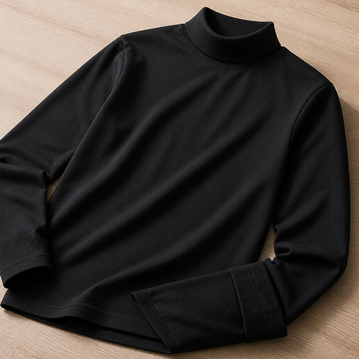 Men's slim-fit long-sleeved top with fold-over high collar
