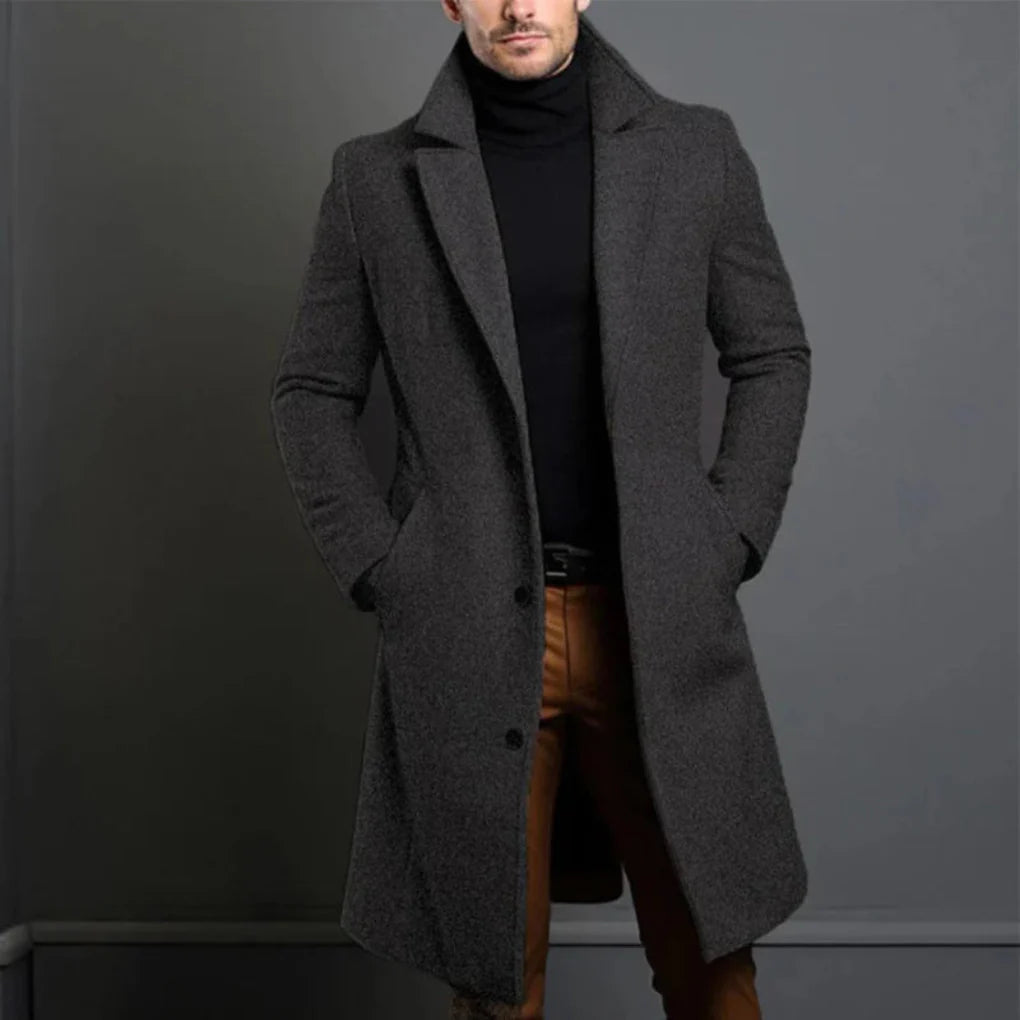 Men’s Wool-Blend Coat – Modern Elegance for Cool Seasons