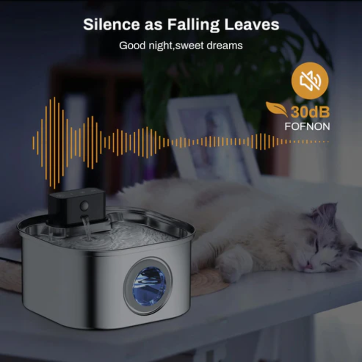 Stainless Steel Cat Water Fountain – 3.2 L with Automatic Sensor