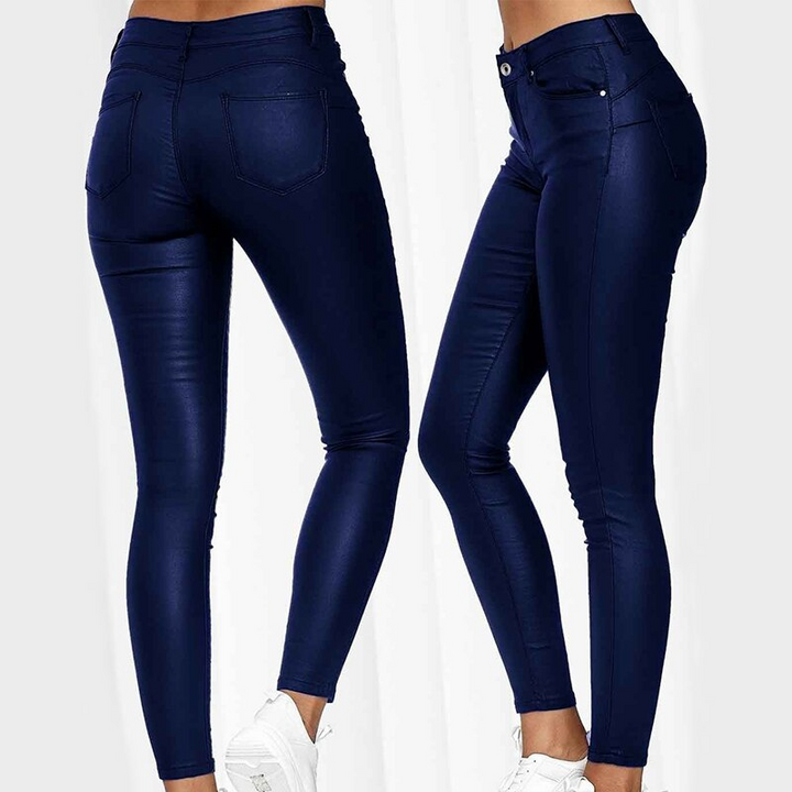 High-Waisted Stretch Leather Pants – Raffaela