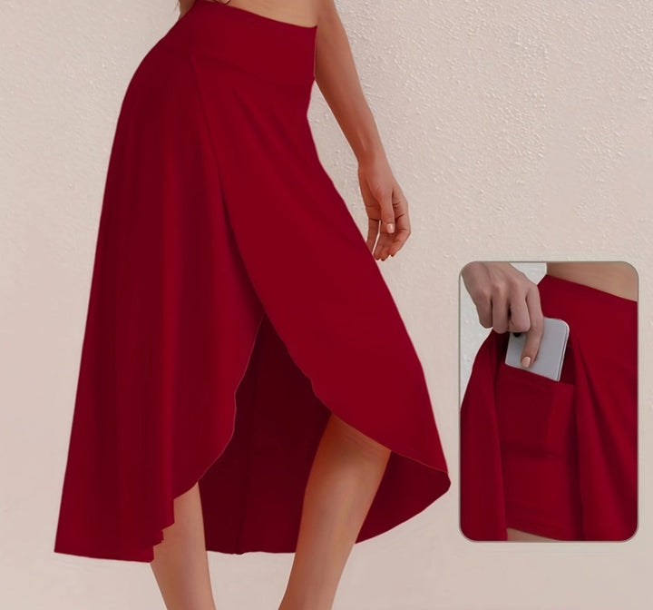 Sporty High-Waisted Skirt with Asymmetric Cut - Alexia