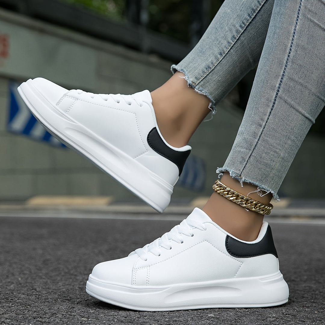 Women's Clean White Leather Sneakers