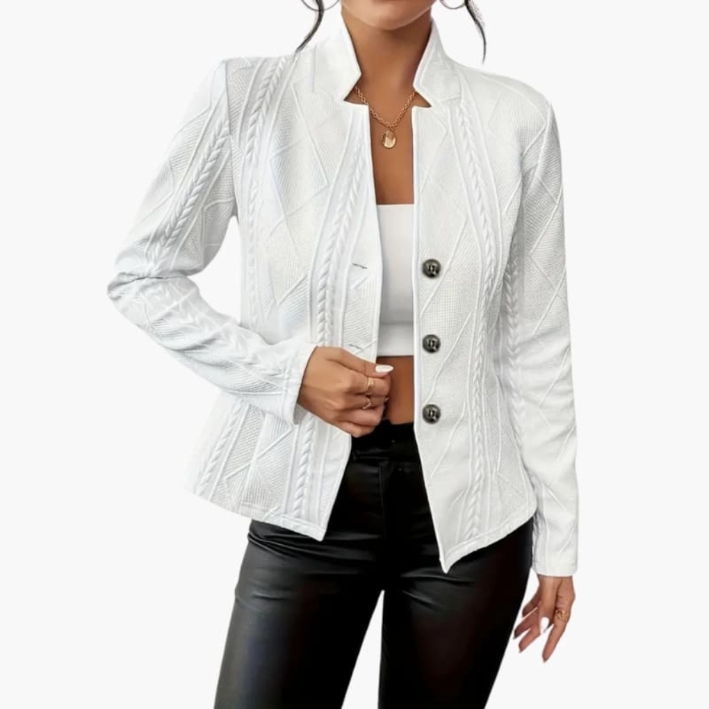 Women’s Blazer with Lapel Collar and Button Closure
