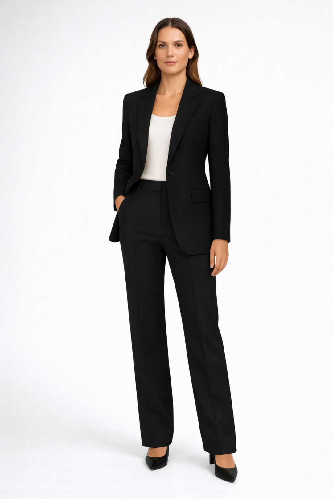 Women's Trouser Suit – Structured Blazer & Straight Pants