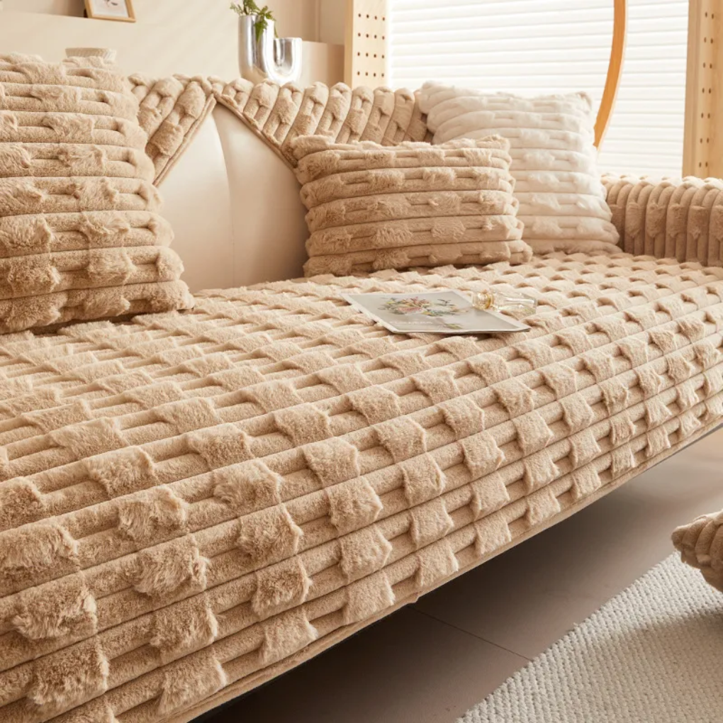 Fluffy Striped Sofa Cover