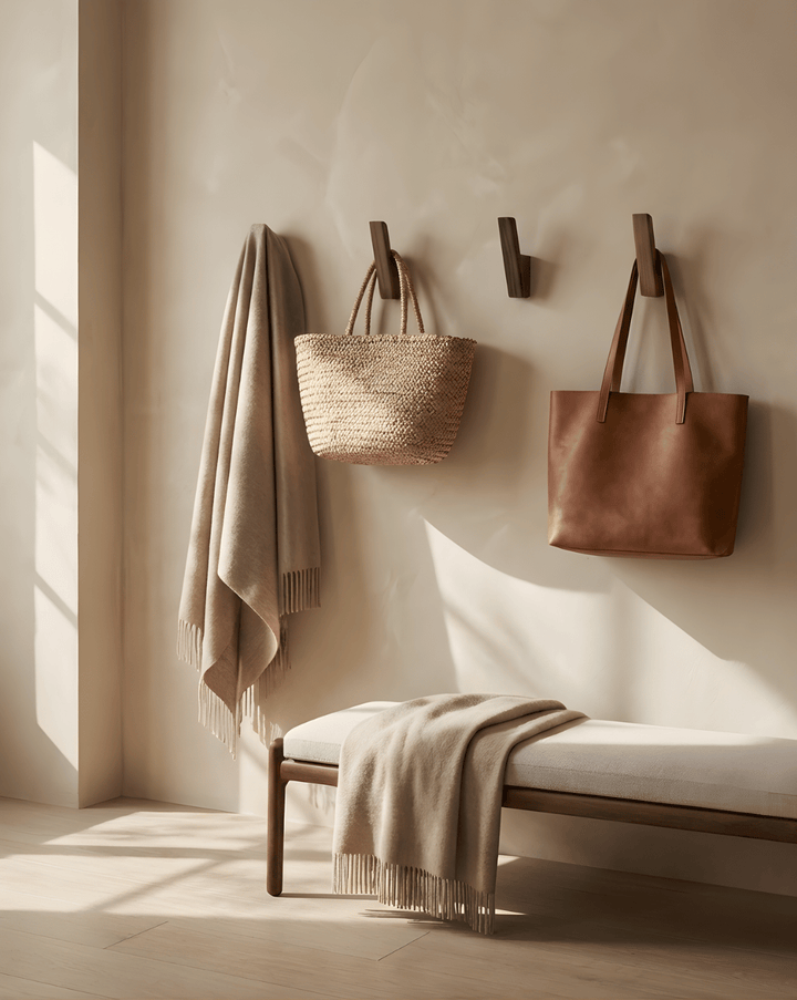 Wooden Coat Hooks, Set of 4 – Minimalist Wall Hooks for Entryway and Bathroom