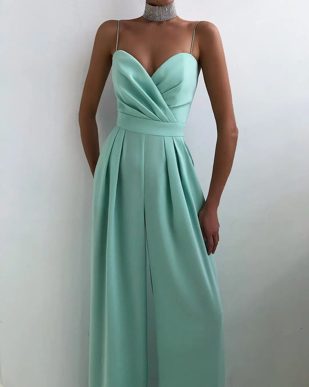 Sleeveless Jumpsuit with High Waist and Wide Legs