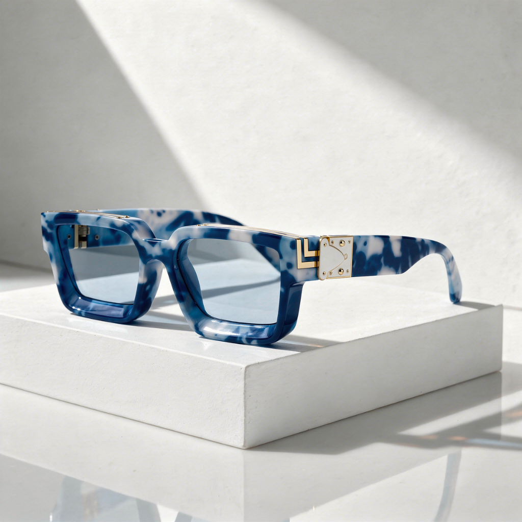 Square Sunglasses with Gold-Coloured Hinge and UV400 Protection