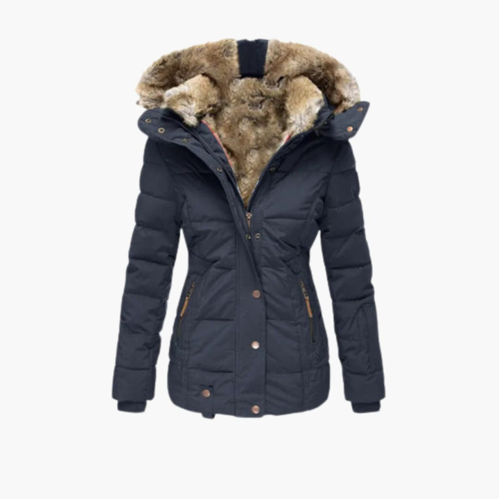 Women’s Coat with Embossed Surface and Closures
