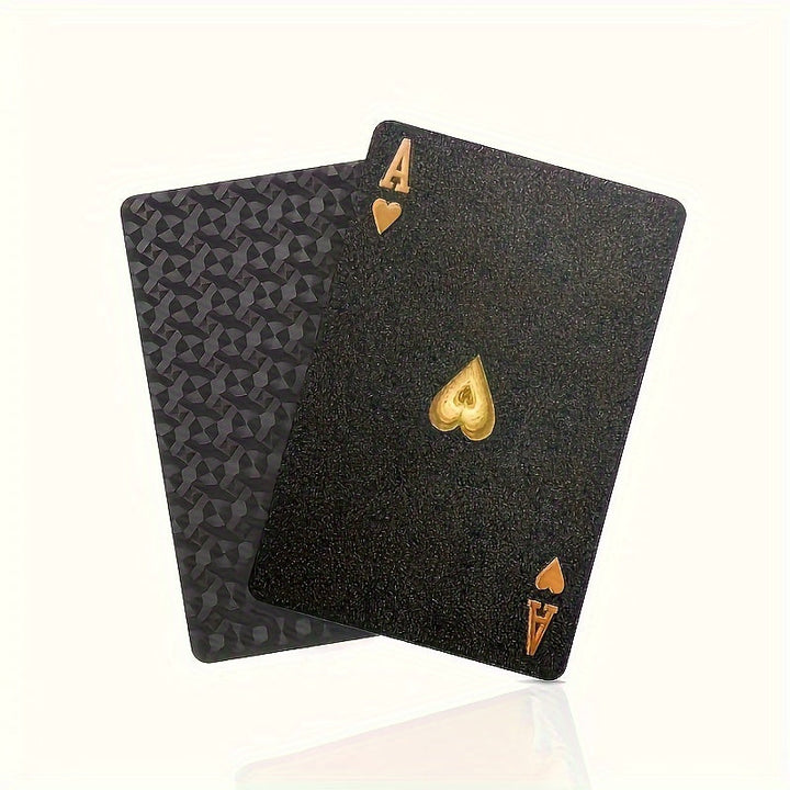 Luxurious Black Playing Cards - Waterproof & Flexible with Storage Box - Noctura
