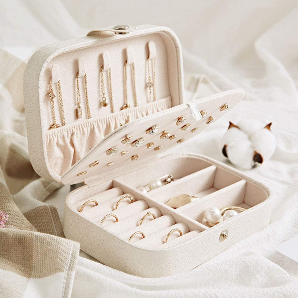 Double-Layer Portable Leather Jewelry Box