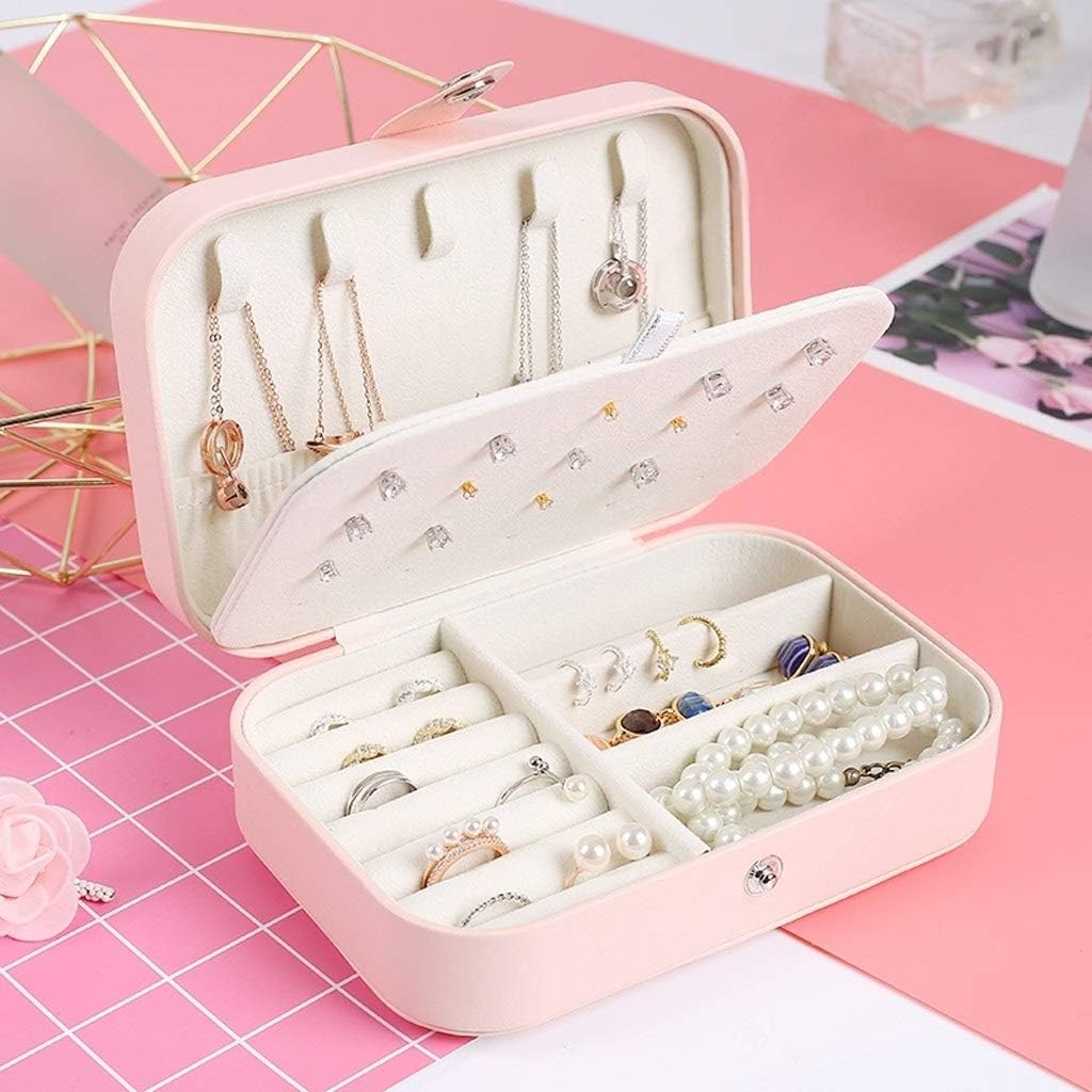Double-Layer Portable Leather Jewelry Box