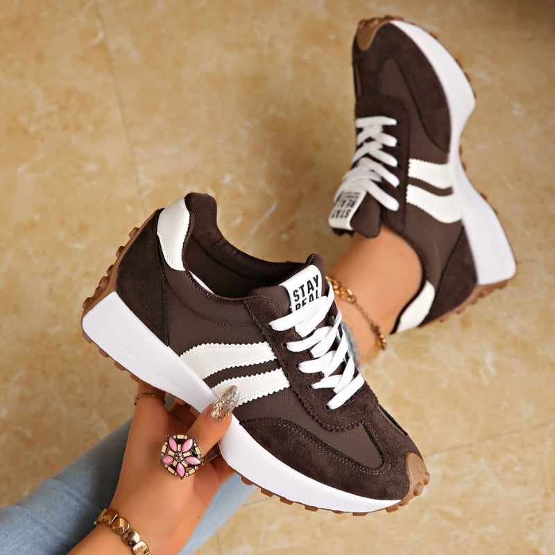 Women's Retro Platform Suede Running Sneakers for Street Style