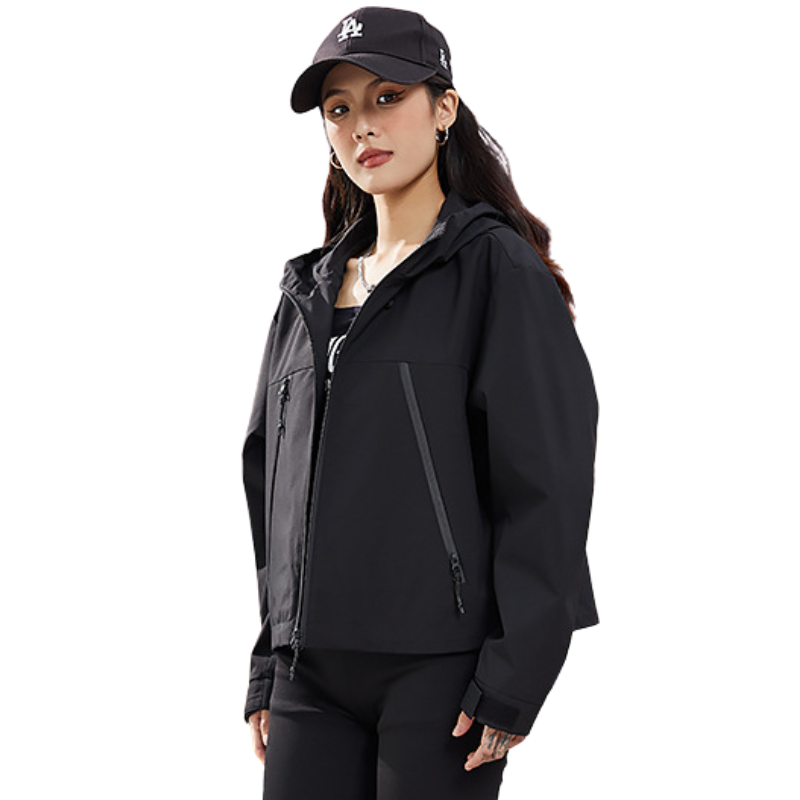 Women's Rain Jacket, Waterproof and Breathable – Short – with Adjustable Hem