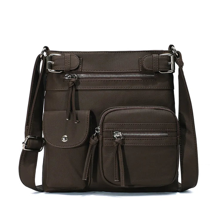 Women's Multi-Pocket Leather Shoulder Bag