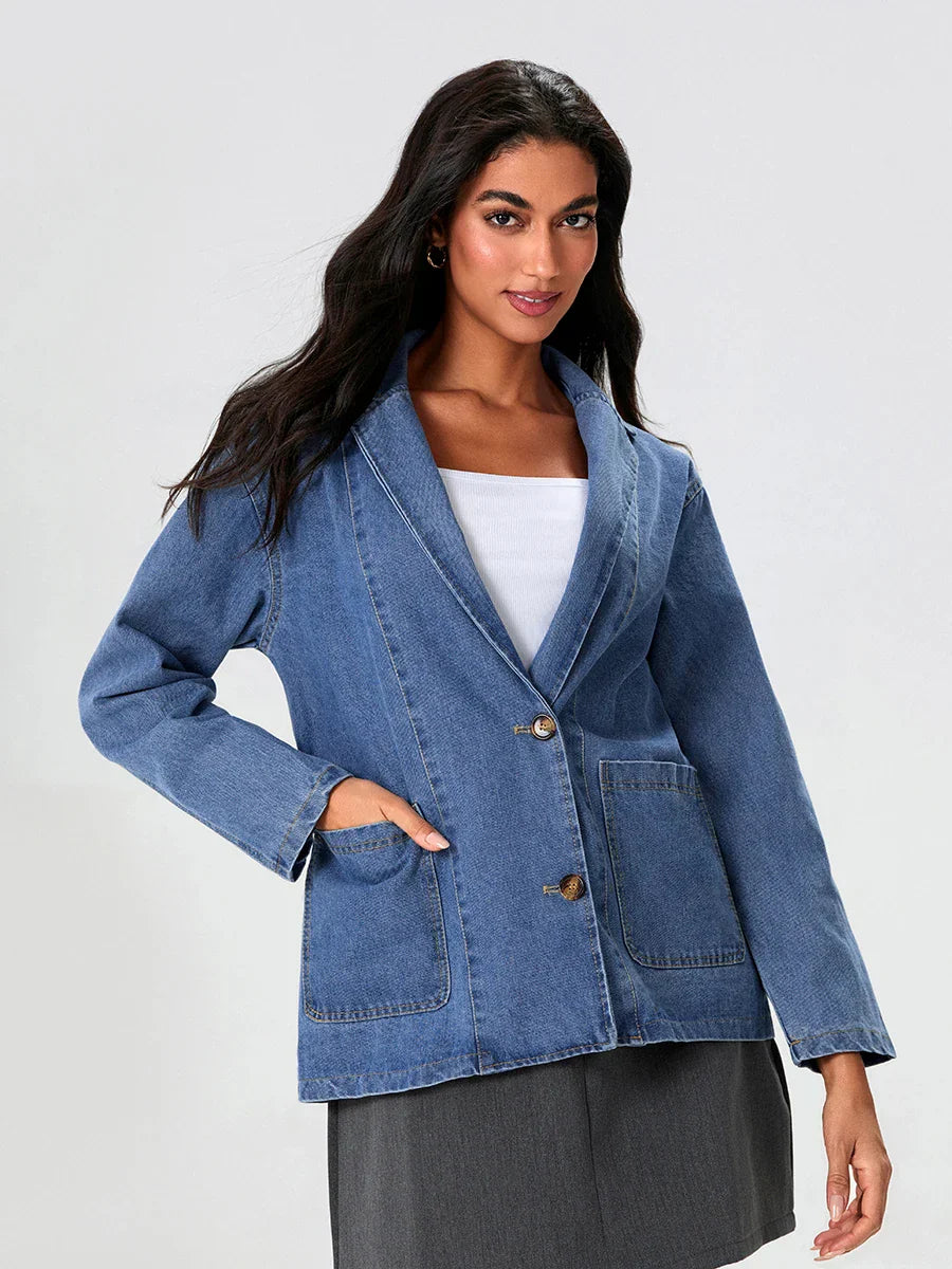 UrbanEdge – Denim Blazer with Classic Fit