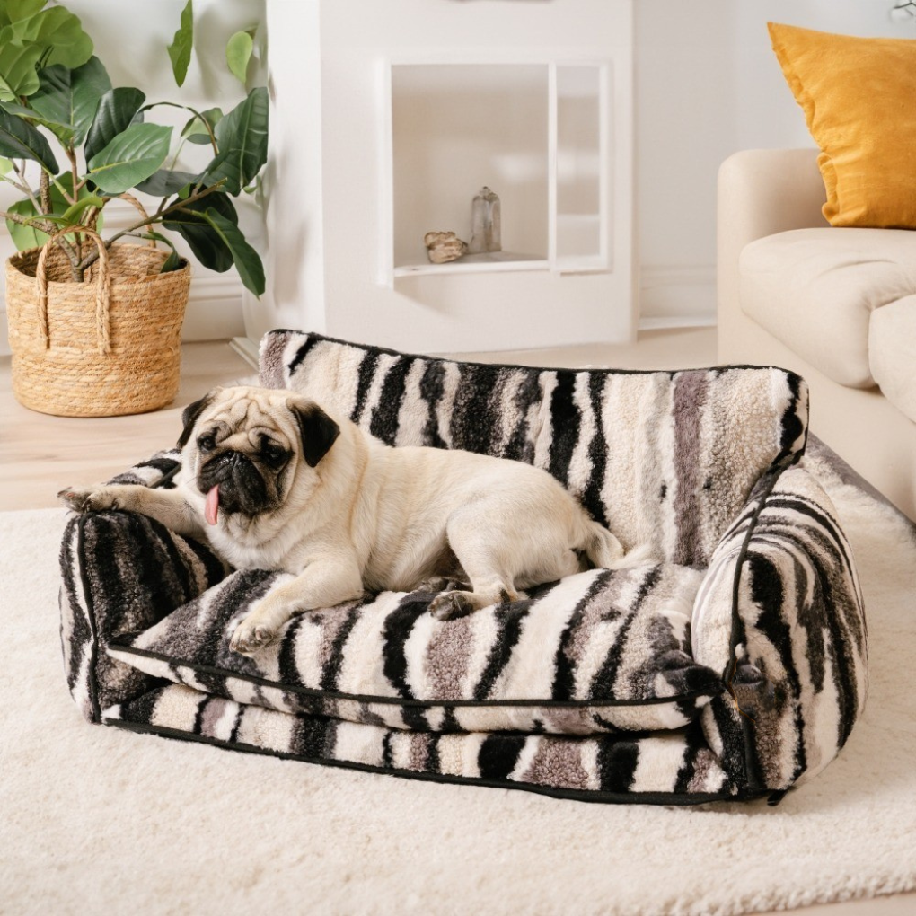 Cozy Striped Double-Layer Dog & Cat Sofa Bed