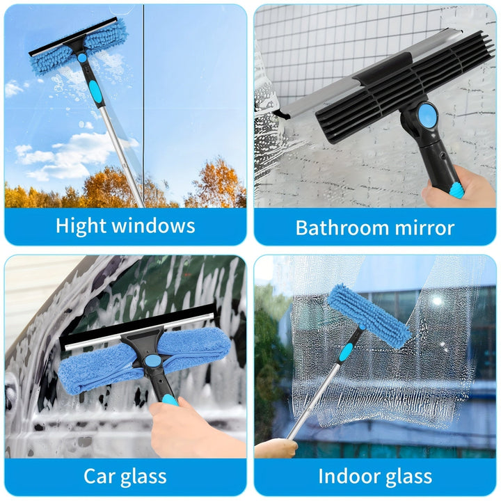 Crystal Clear Window Cleaner – 2-in-1 Professional Window and Glass Cleaning System with Telescopic Handle