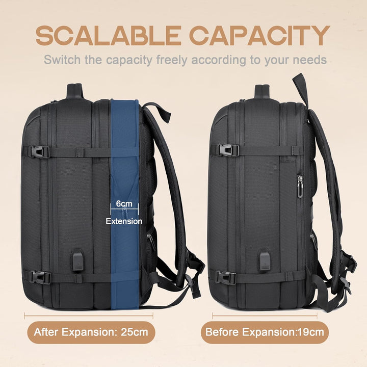 40L Expandable Waterproof Travel Rucksack with USB Port & 17” Laptop Compartment – AirVoyage (Buy 1, Get 1 FREE Promo)
