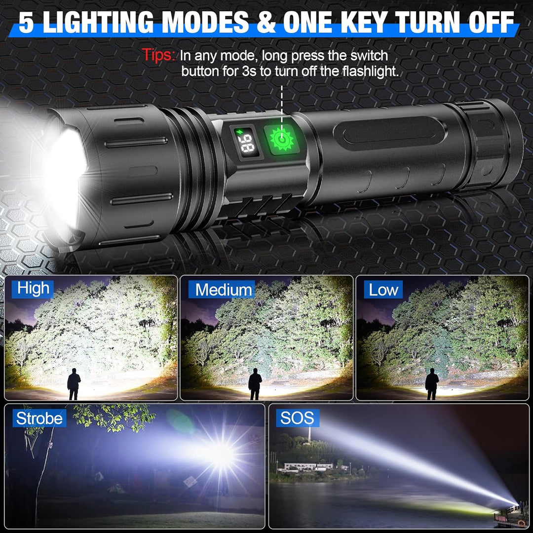 Powerful LED flashlight – up to 100,000 lumens