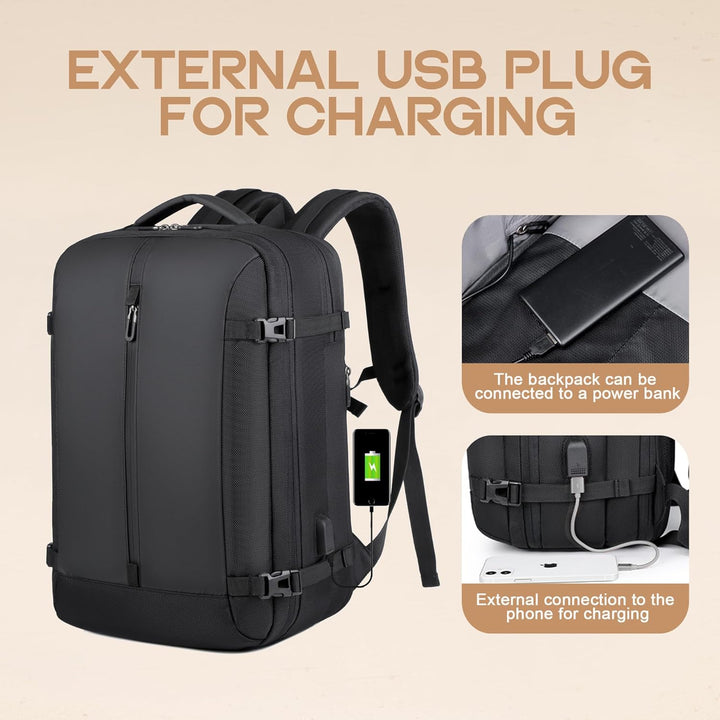 40L Expandable Waterproof Travel Rucksack with USB Port & 17” Laptop Compartment – AirVoyage (Buy 1, Get 1 FREE Promo)