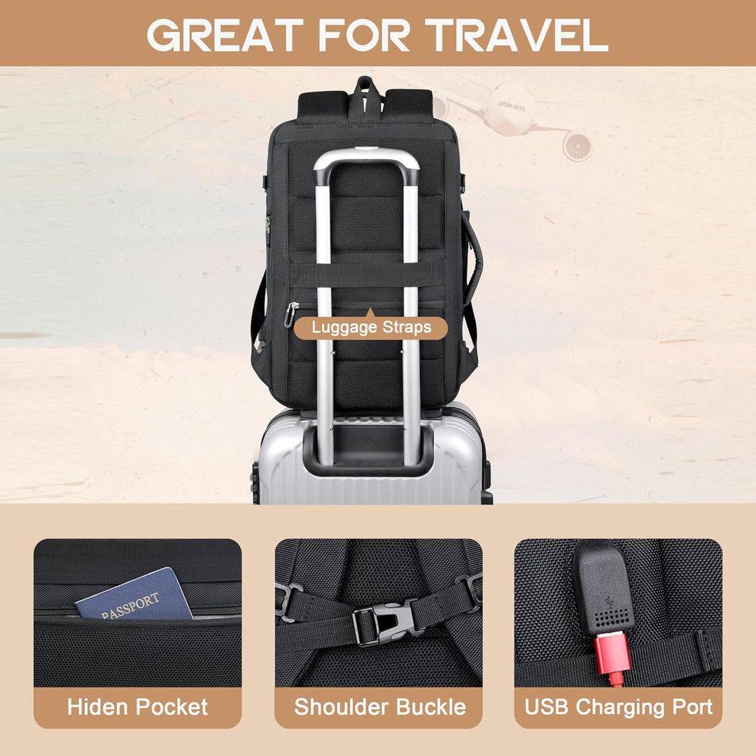 40L Expandable Waterproof Travel Rucksack with USB Port & 17” Laptop Compartment – AirVoyage (Buy 1, Get 1 FREE Promo)