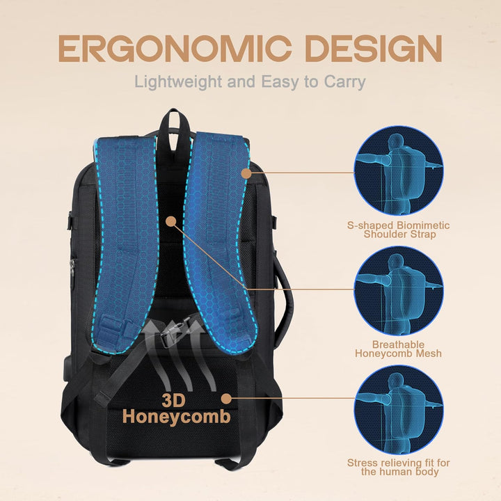 40L Expandable Waterproof Travel Rucksack with USB Port & 17” Laptop Compartment – AirVoyage (Buy 1, Get 1 FREE Promo)