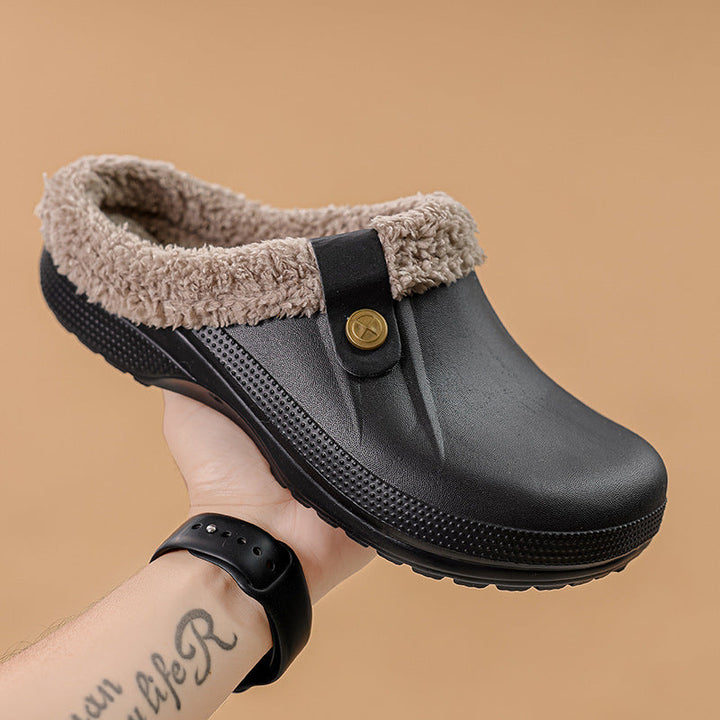 Men's Waterproof Fur-Lined Winter Clogs with Non-Slip Sole