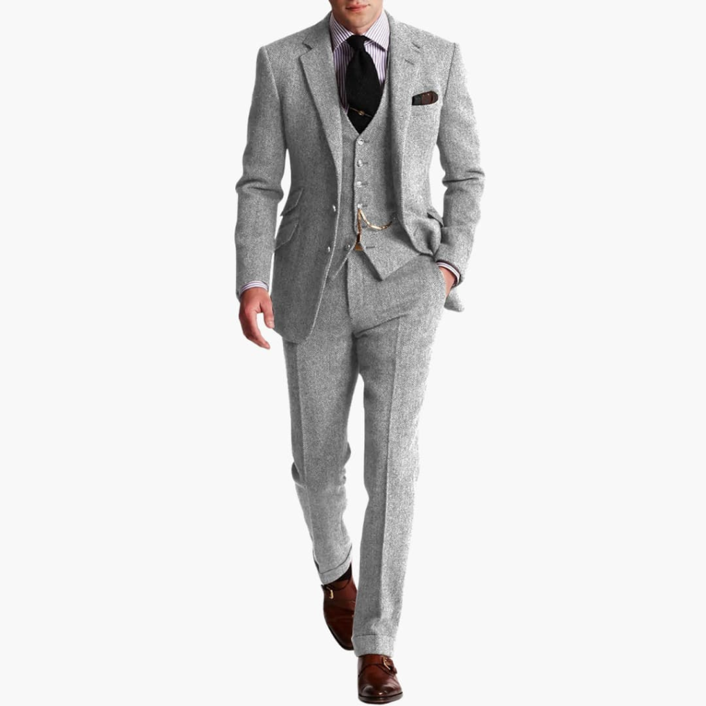 Men’s Formal Suit Set with Jacket and Vest