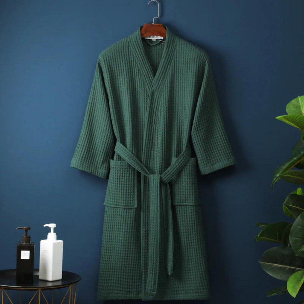 Lightweight Waffle Cotton Terry Couple Bathrobe