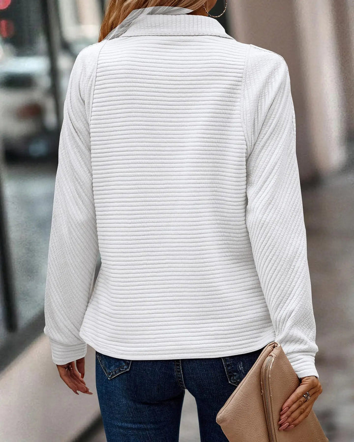 Women's Sweater with V-Neck and Zip - Nora