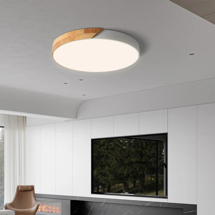 Delos Scandi Wooden Ceiling Light | Natural LED Designer Light