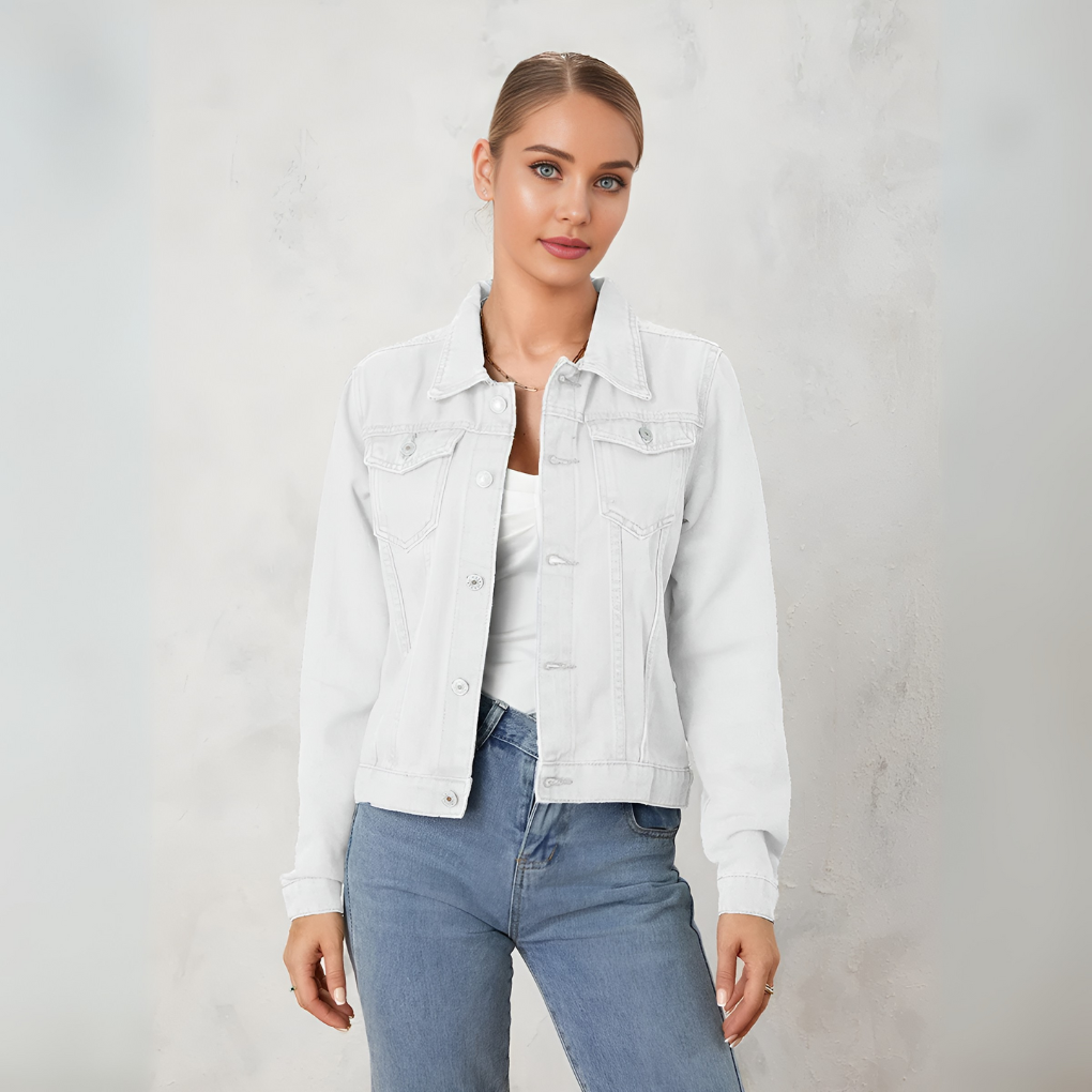 Women Classic Button Down Denim Jacket