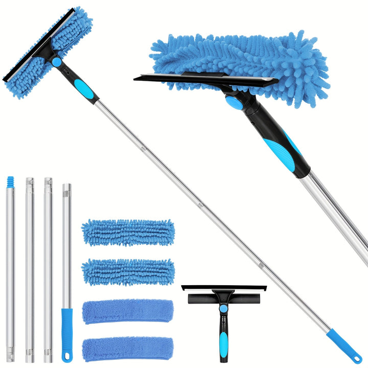 Crystal Clear Window Cleaner – 2-in-1 Professional Window and Glass Cleaning System with Telescopic Handle