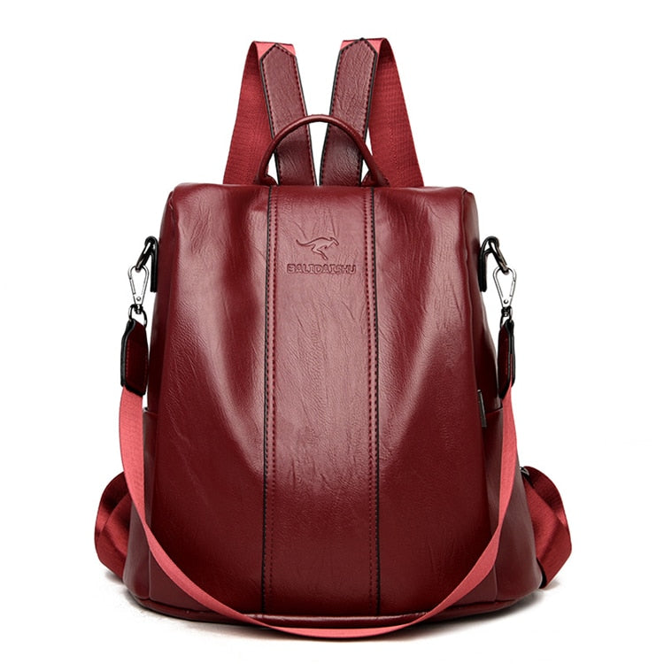 Vintage Genuine Leather Anti-Theft Backpack for Women