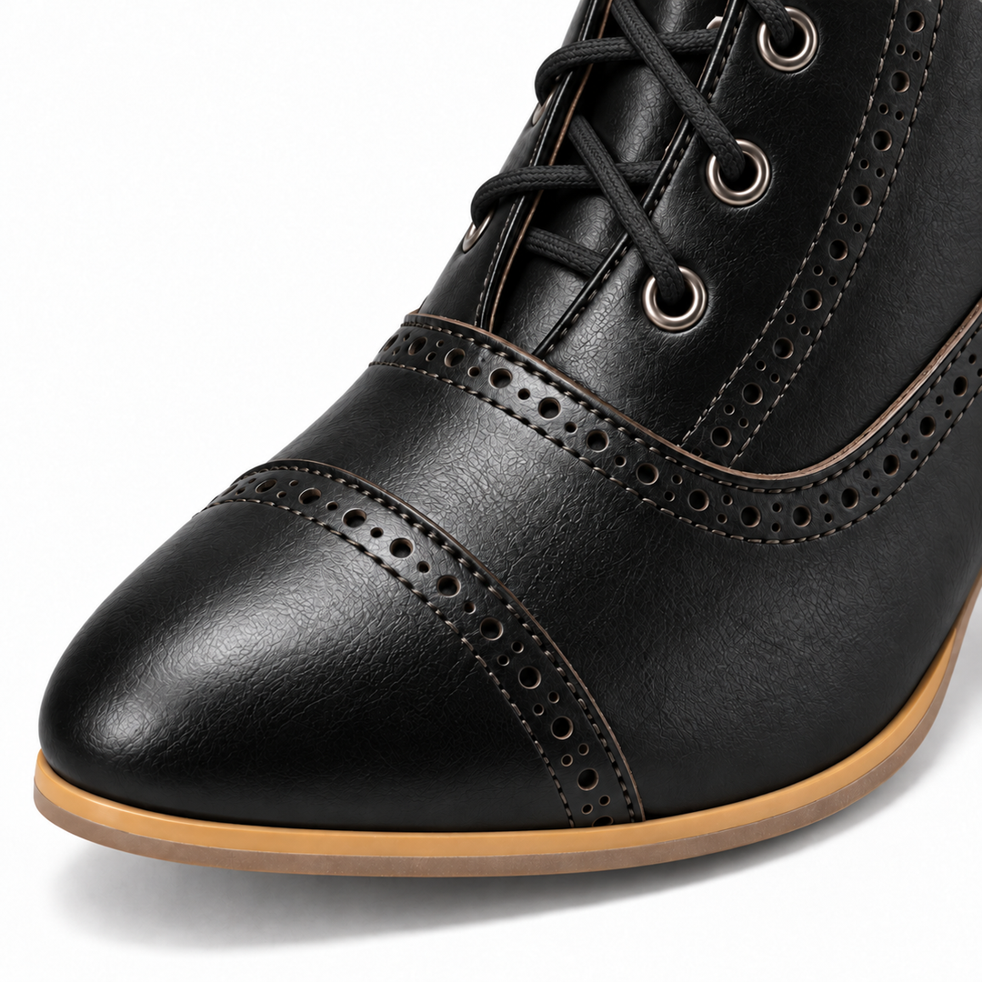 Women's Lace-Up Ankle Boots Retro Style – Vintage Ankle Boots with Heel