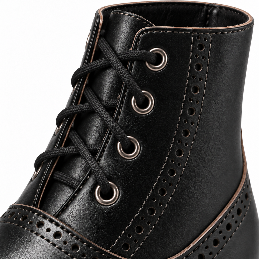 Women's Lace-Up Ankle Boots Retro Style – Vintage Ankle Boots with Heel