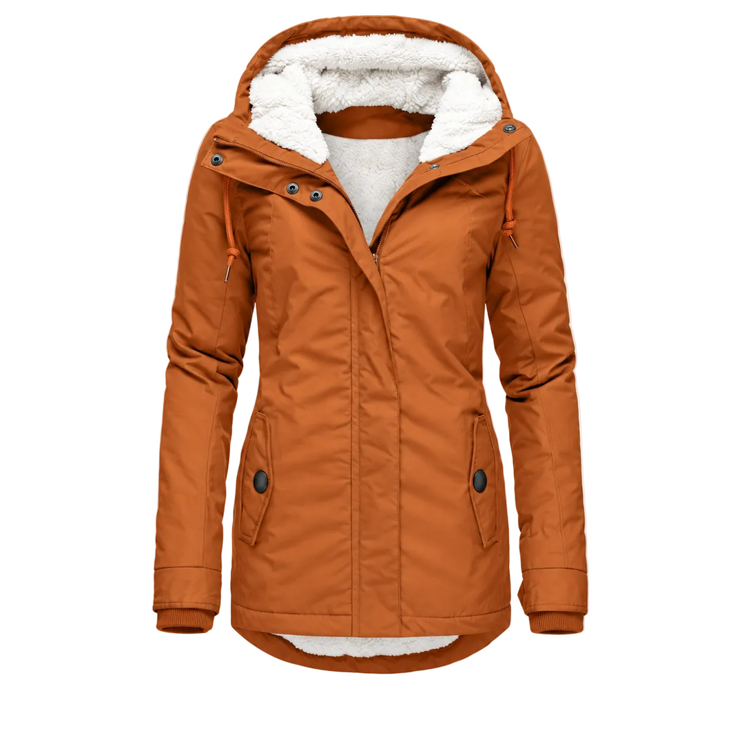 Women's Long Waterproof Winter Coat – Hooded, Warm Lining, Casual for Cold Weather
