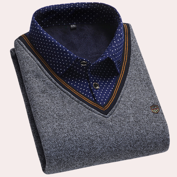 Men's Sweater with Shirt Collar – Victor
