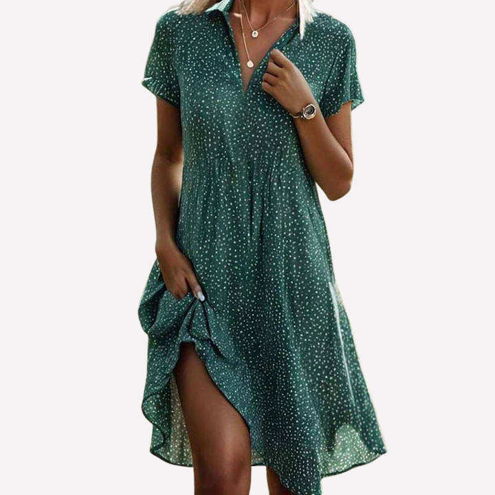 Short-Sleeved Midi Shirt Dress for Women