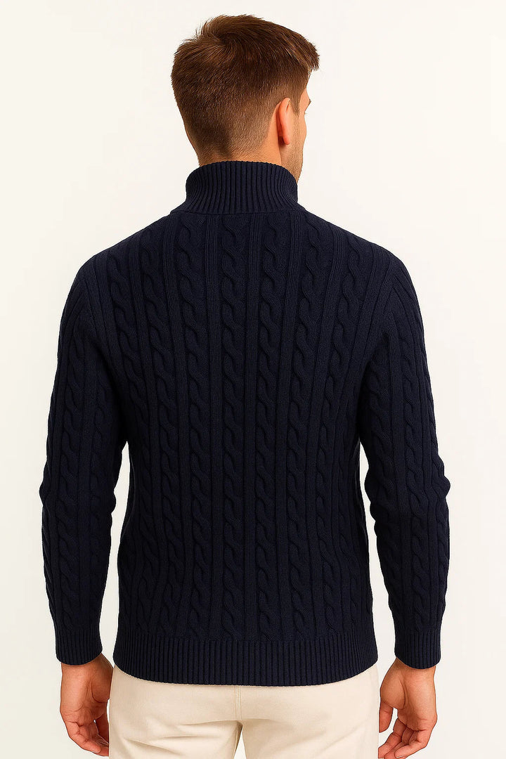 Men's Cable-Knit Sweater with Quarter Zip - Edmond