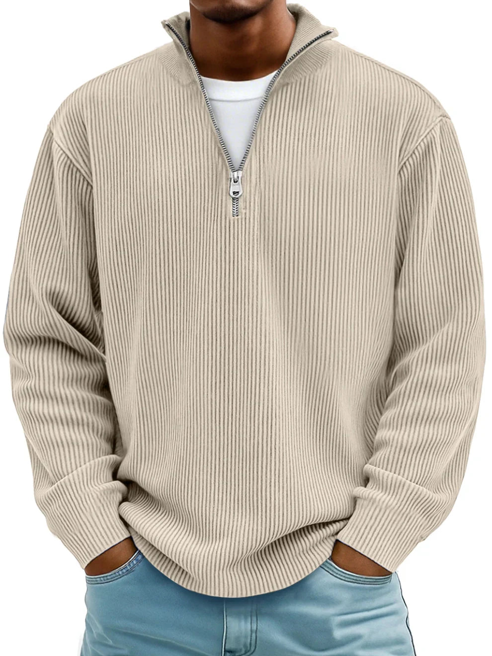 Relaxed-Fit Half-Zip Sweater in Hard-Wearing Knit