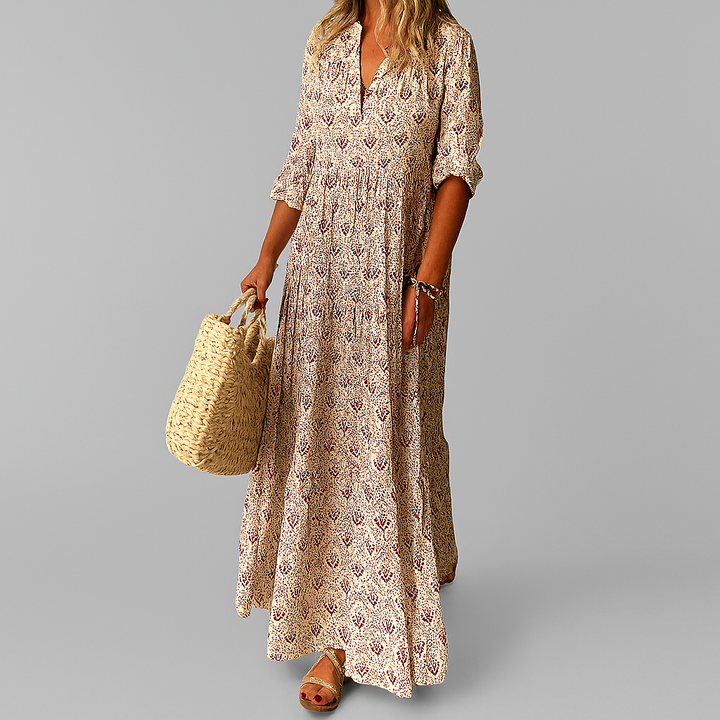 Women’s Vintage Print Lightweight Cotton Maxi Dress